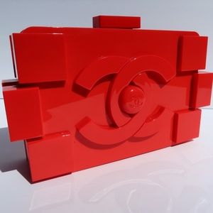 Chanel plexiglass minaudière Havana Cuba cruise collection Lego brick bag  in red and white